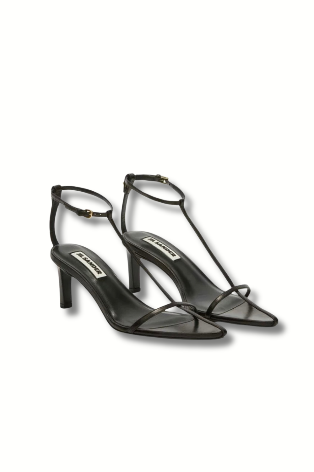 Sandales noires Jil Sander à petit talon fin pour look chic femme et tenue élégante minimaliste